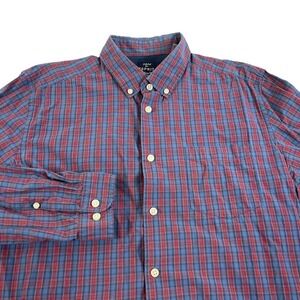 Esprit Button‎ Front Shirt Mens Large Slim Fit Plaid Y2K